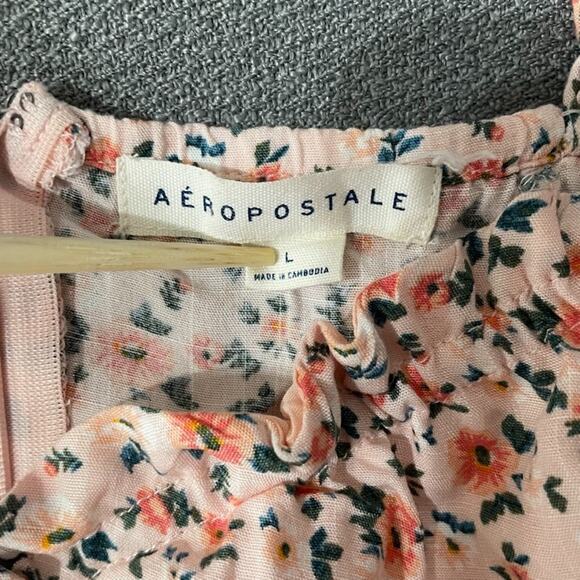 Aeropostale Mini Floral Dress Sz L Empire Waist Y2K Milkmaid Coquette - Picture 4 of 9
